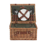 4 Person Green Tweed Classic Fitted Picnic Basket