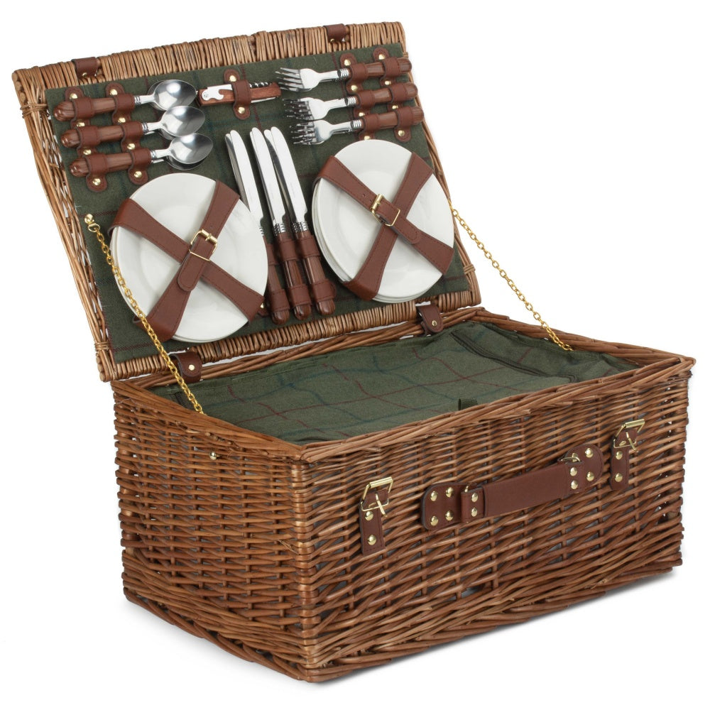 6 Person Green Tweed Classic Picnic Basket Secondary image