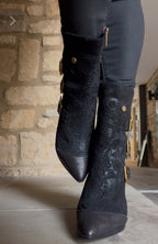 Peron - Black Flower Stretch high heel ankle boot- last pairs 37 and 38 - Chanii B