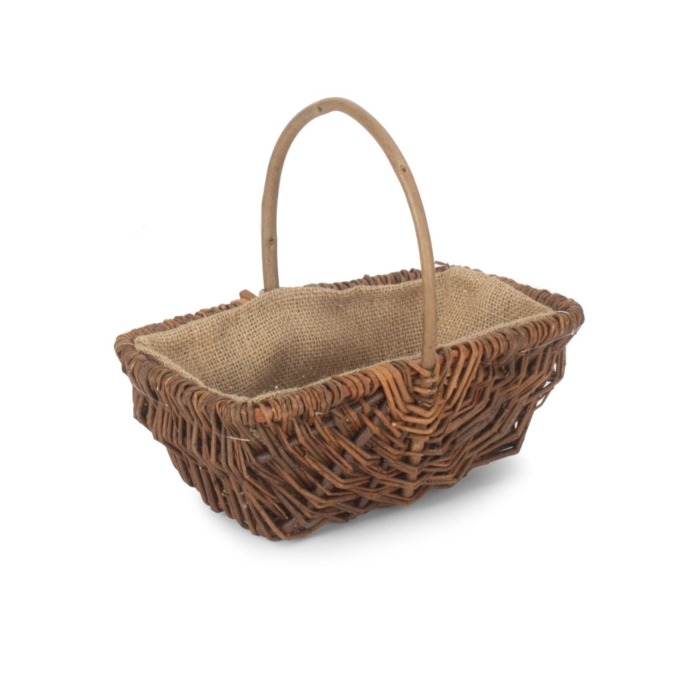 Rectangular Unpeeled Willow Garden Trug With Hessian Lining Secondary image