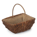 Red Hamper Rectangular Unpeeled Willow Garden Trug With Hessian Lining