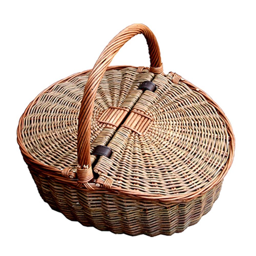 Two Tone Double Lidded Empty Picnic Basket Main image