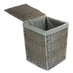 Red Hamper Antique Wash Square Laundry Basket with Grey Sage Lining
