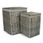 Red Hamper Antique Wash Square Laundry Basket with Grey Sage Lining