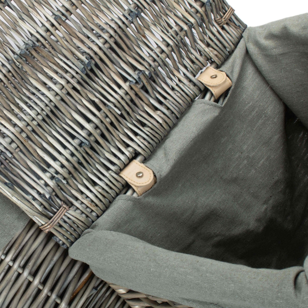 Red Hamper Antique Wash Square Laundry Basket with Grey Sage Lining