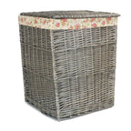 Antique Wash Square Garden Rose Cotton Lined Laundry Basket