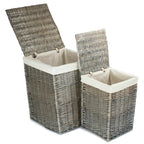 Antique Wash Square White Cotton Lined Laundry Basket