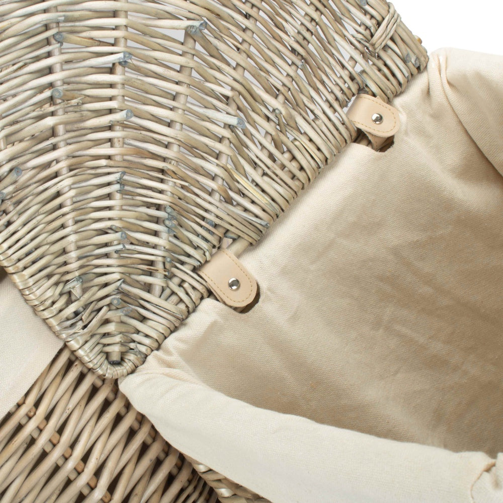 Antique Wash Corner White Cotton Lined Laundry Basket