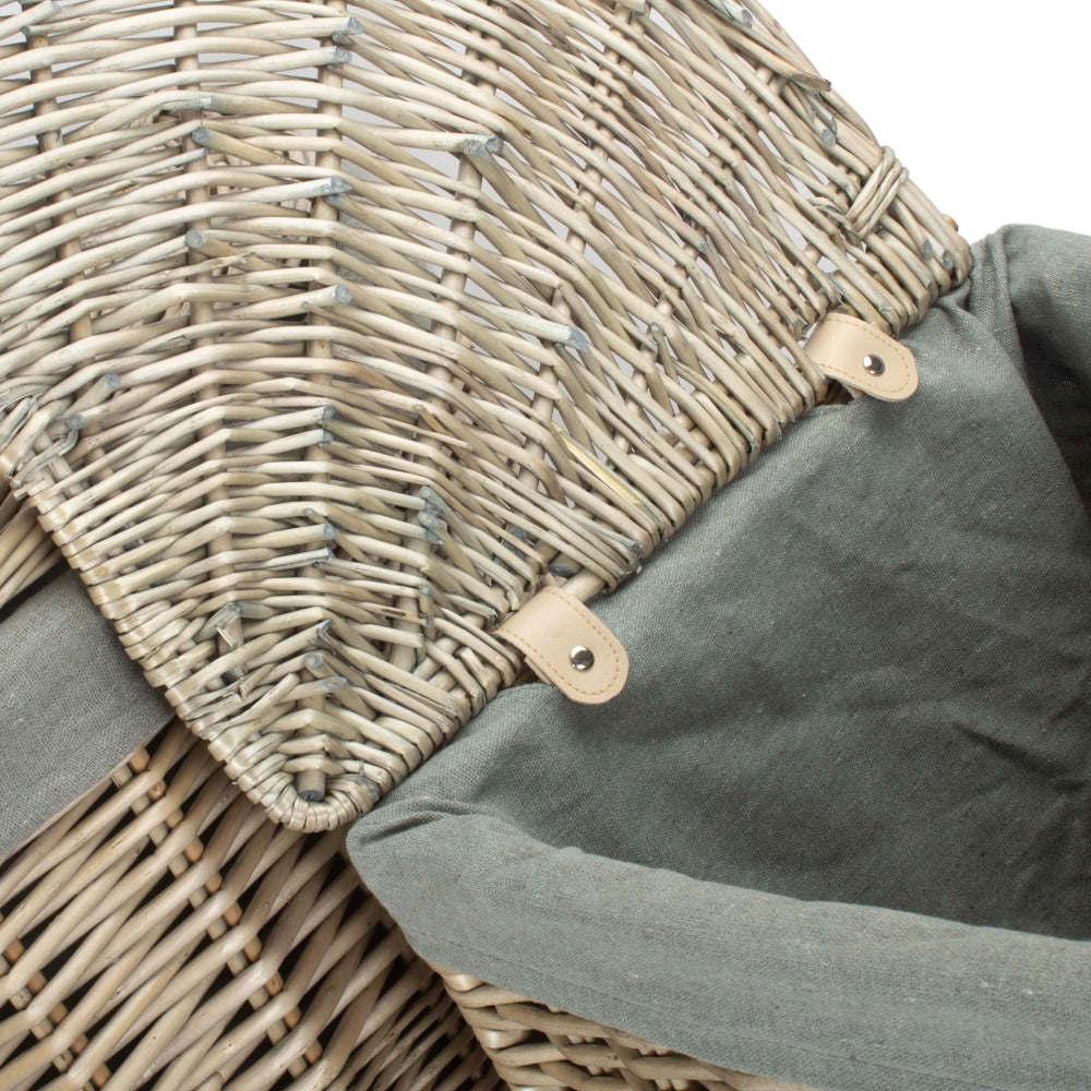 Red Hamper Antique Wash Corner Linen Basket with Grey Sage Lining