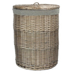 Red Hamper Antique Wash Round Linen Basket with Grey Sage Lining