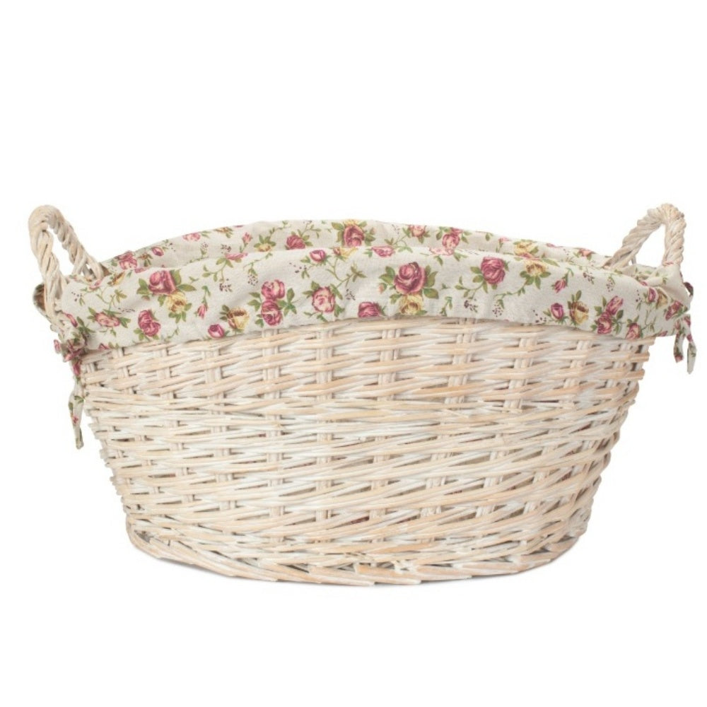 White Finish Lined Wash Basket