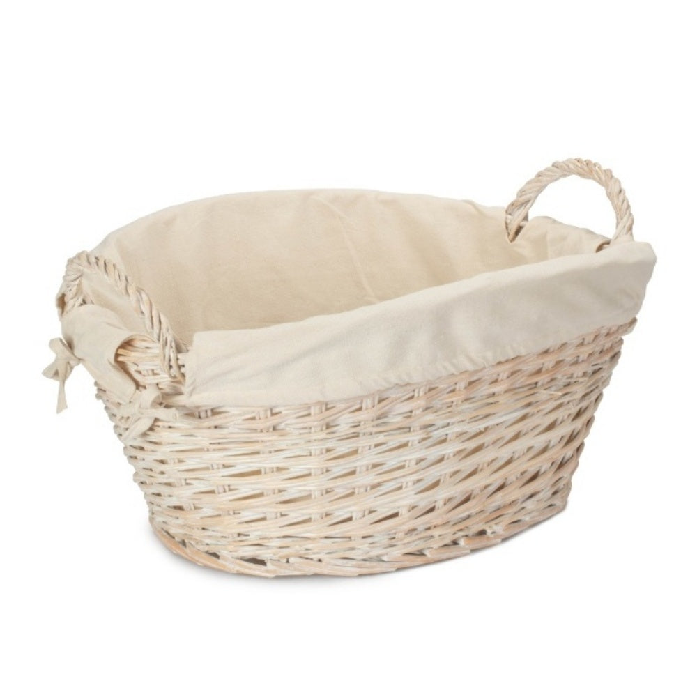 White Finish Lined Wash Basket