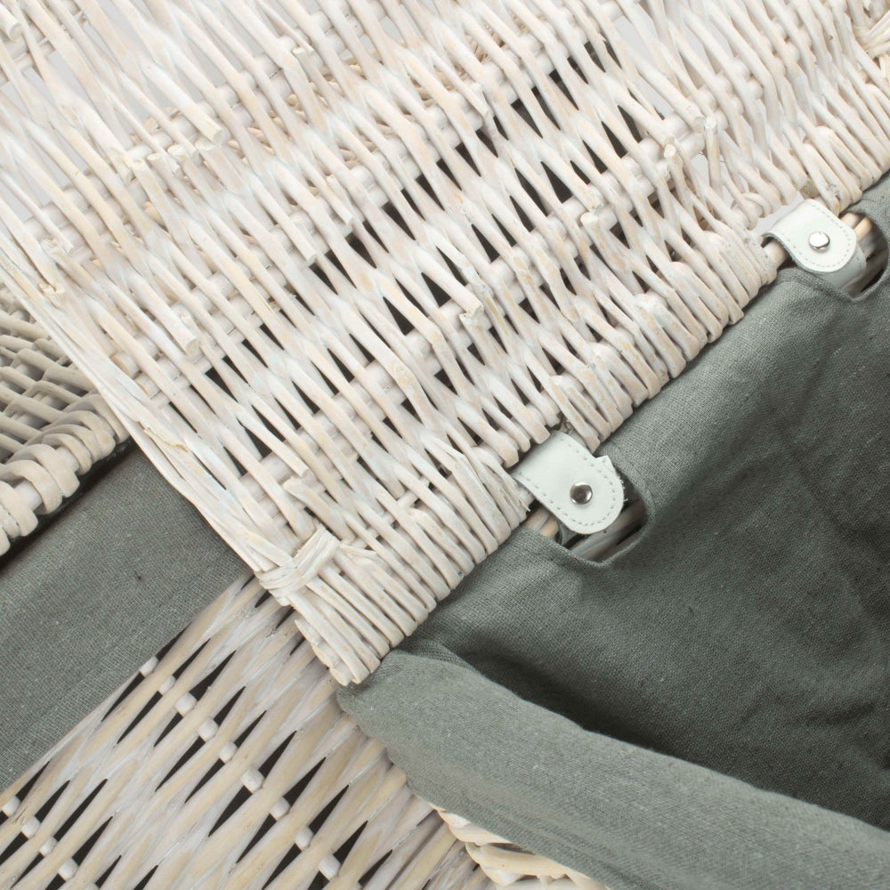 Red Hamper Square White Wash Laundry Hamper with Grey Sage Lining