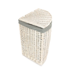 Red Hamper Corner White Wash Laundry Hamper with Grey Sage Lining