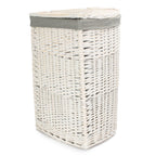 Red Hamper Corner White Wash Laundry Hamper with Grey Sage Lining