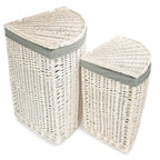 Red Hamper Corner White Wash Laundry Hamper with Grey Sage Lining