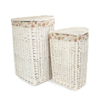 White Wash Corner Garden Rose Lined Laundry Basket