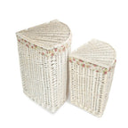 White Wash Corner Garden Rose Lined Laundry Basket