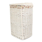 White Wash Corner Garden Rose Lined Laundry Basket