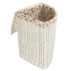White Wash Corner Garden Rose Lined Laundry Basket