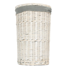 Red Hamper Round White Wash Laundry Hamper with Grey Sage Lining