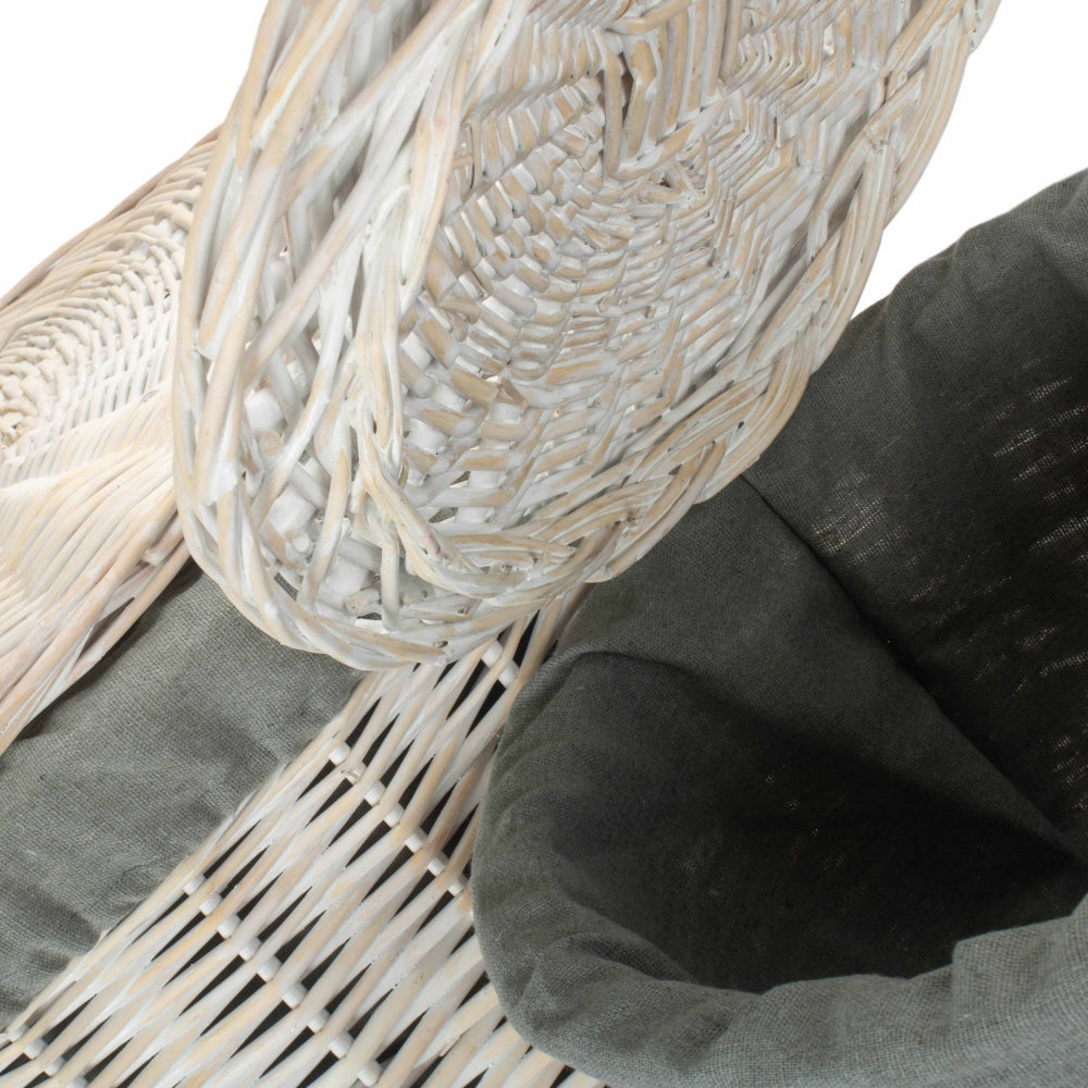 Red Hamper Round White Wash Laundry Hamper with Grey Sage Lining