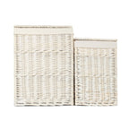 Square White Wash Wicker Laundry Basket