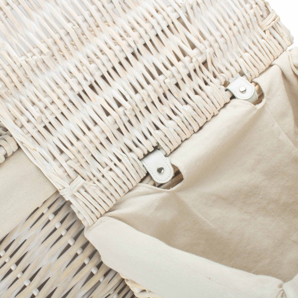 Square White Wash Wicker Laundry Basket