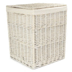 Square White Wash Wicker Laundry Basket