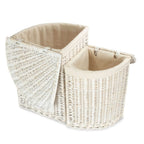 White Wash Corner White Cotton Lined Laundry Basket