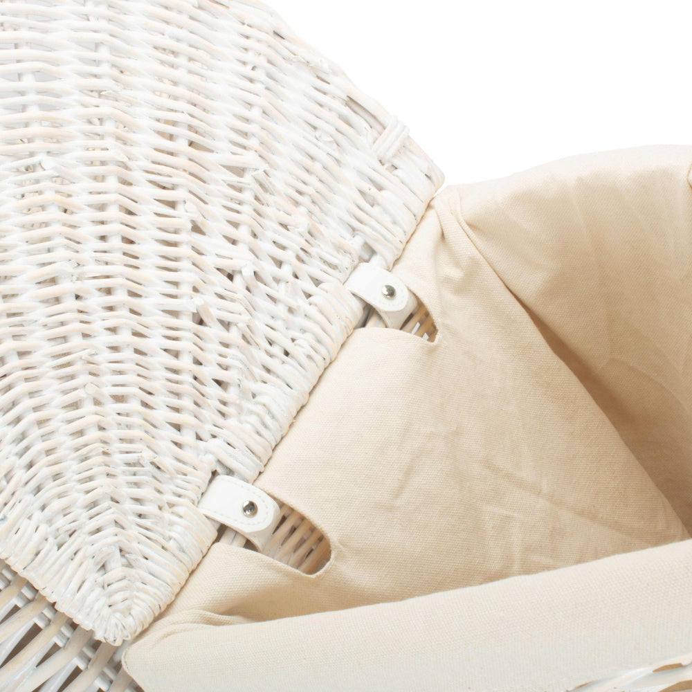 White Wash Corner White Cotton Lined Laundry Basket