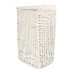 White Wash Corner White Cotton Lined Laundry Basket
