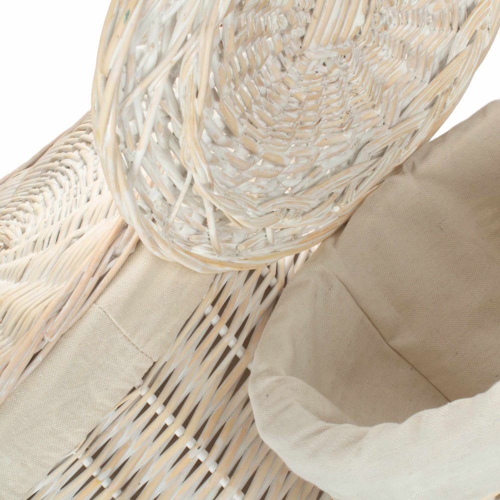 White Wash Round White Cotton Lined Laundry Basket