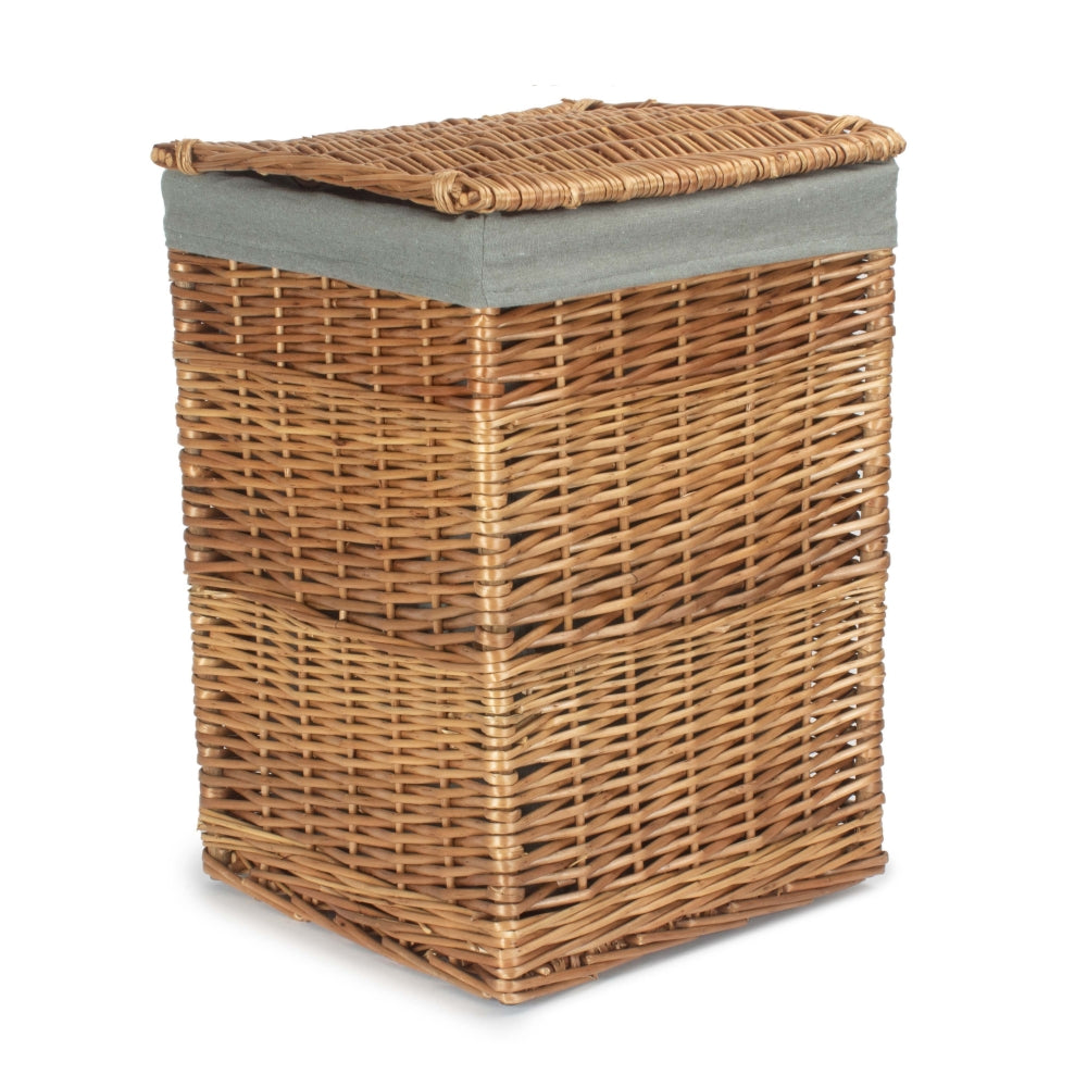 Red Hamper Light Steamed Square Laundry Basket with Grey Sage Lining