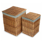 Red Hamper Light Steamed Square Laundry Basket with Grey Sage Lining