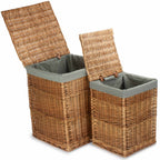 Red Hamper Light Steamed Square Laundry Basket with Grey Sage Lining
