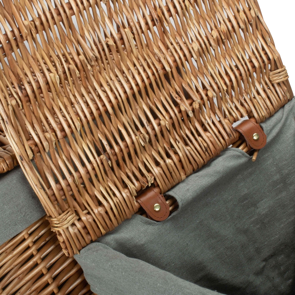 Red Hamper Light Steamed Square Laundry Basket with Grey Sage Lining