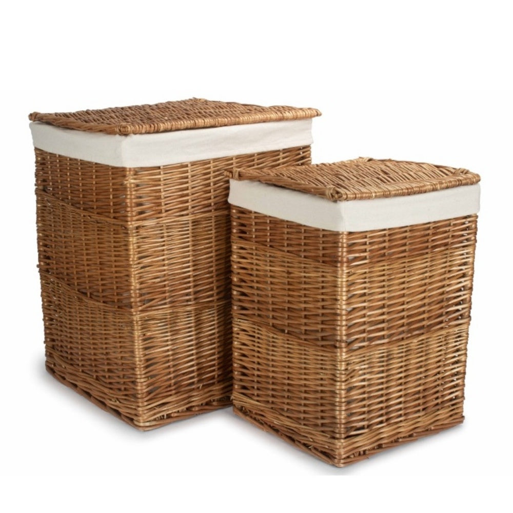 White Lining Light Steamed Square Laundry Wicker Basket Main image