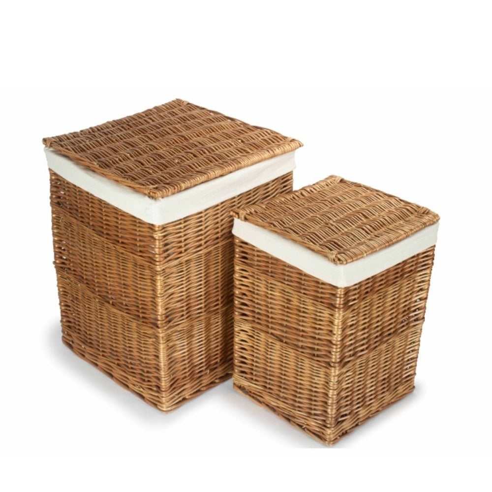 White Lining Light Steamed Square Laundry Wicker Basket Secondary image