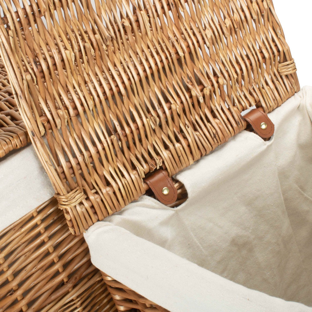 White Lining Light Steamed Square Laundry Wicker Basket
