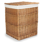 White Lining Light Steamed Square Laundry Wicker Basket