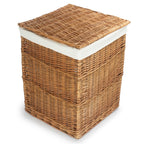 White Lining Light Steamed Square Laundry Wicker Basket