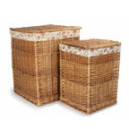 Garden Rose Lining Light Steamed Square Laundry Wicker Basket