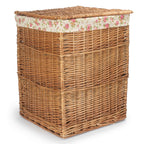 Garden Rose Lining Light Steamed Square Laundry Wicker Basket