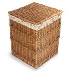 Garden Rose Lining Light Steamed Square Laundry Wicker Basket