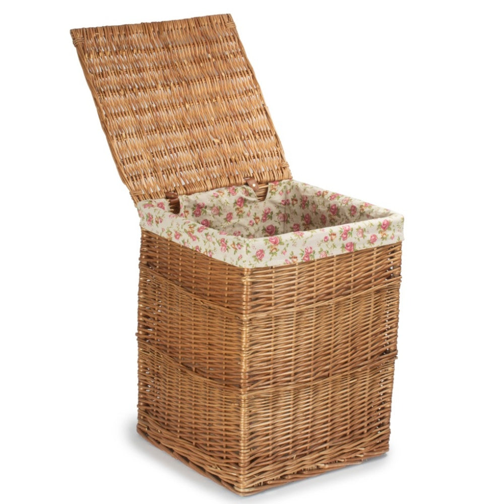 Garden Rose Lining Light Steamed Square Laundry Wicker Basket