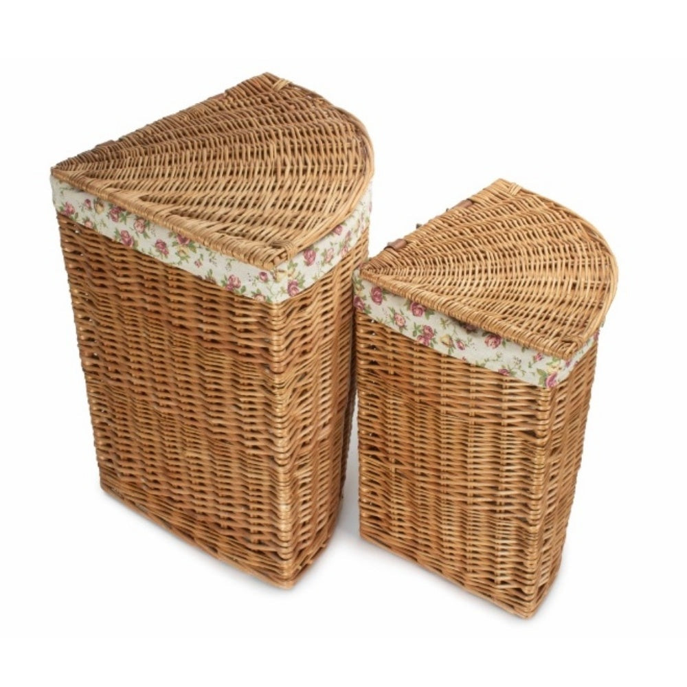Light Steamed Corner Garden Rose Lined Laundry Baskets Main image