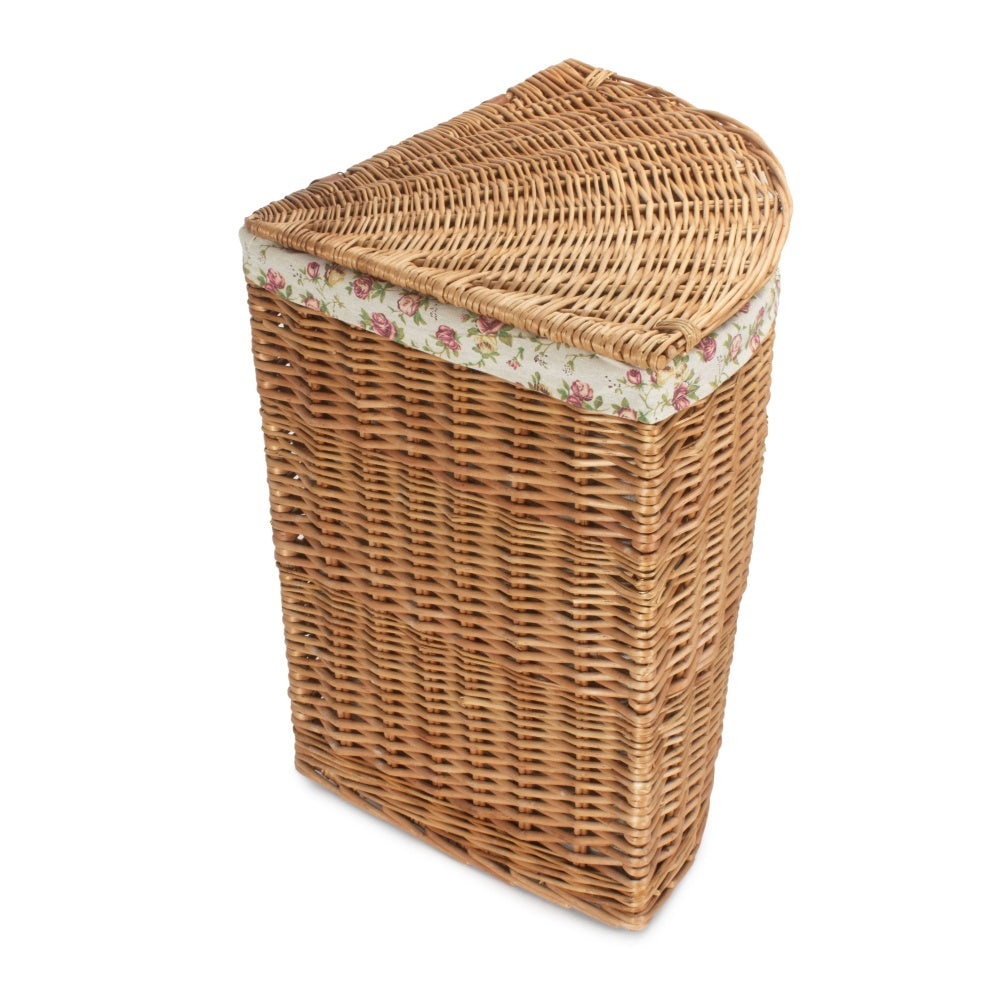 Light Steamed Corner Garden Rose Lined Laundry Baskets