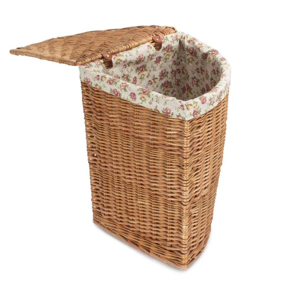 Light Steamed Corner Garden Rose Lined Laundry Baskets