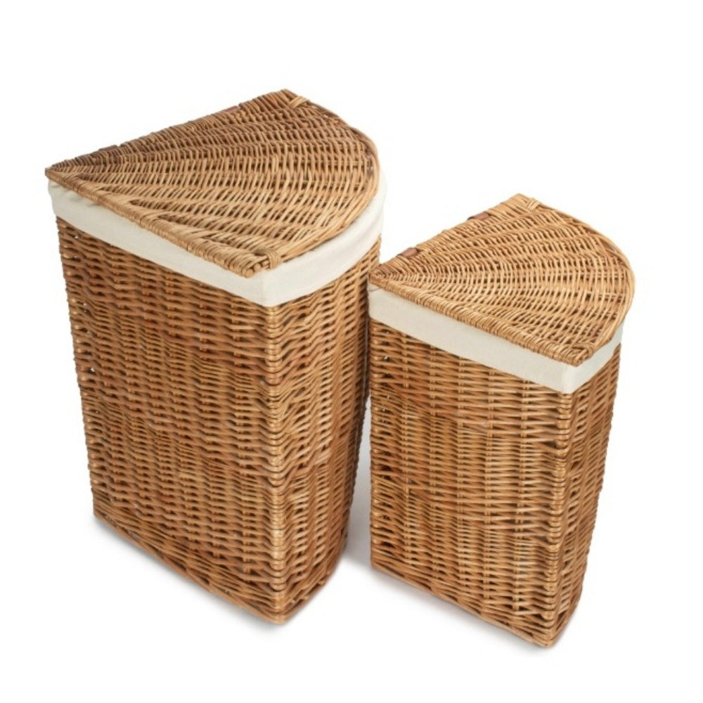 Light Steamed Corner White Cotton Lined Laundry Baskets